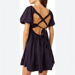 free-est Marina Tie Back Cotton Crinkle Babydoll Dress